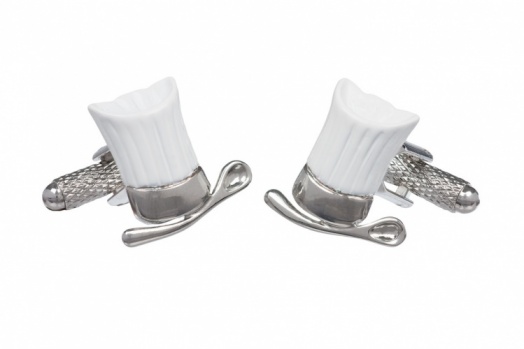 White Chefs Hat and Spoon Cufflinks